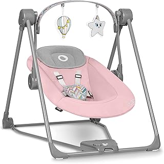 Lionelo Otto Baby Rocker for Newborns & Infants up to 9kg with Nature Sounds, Timer, 5-Speed Electric Swing, Adjustable Toy Bar, Soft Cushion, 5-Point Harness, Compact Fold