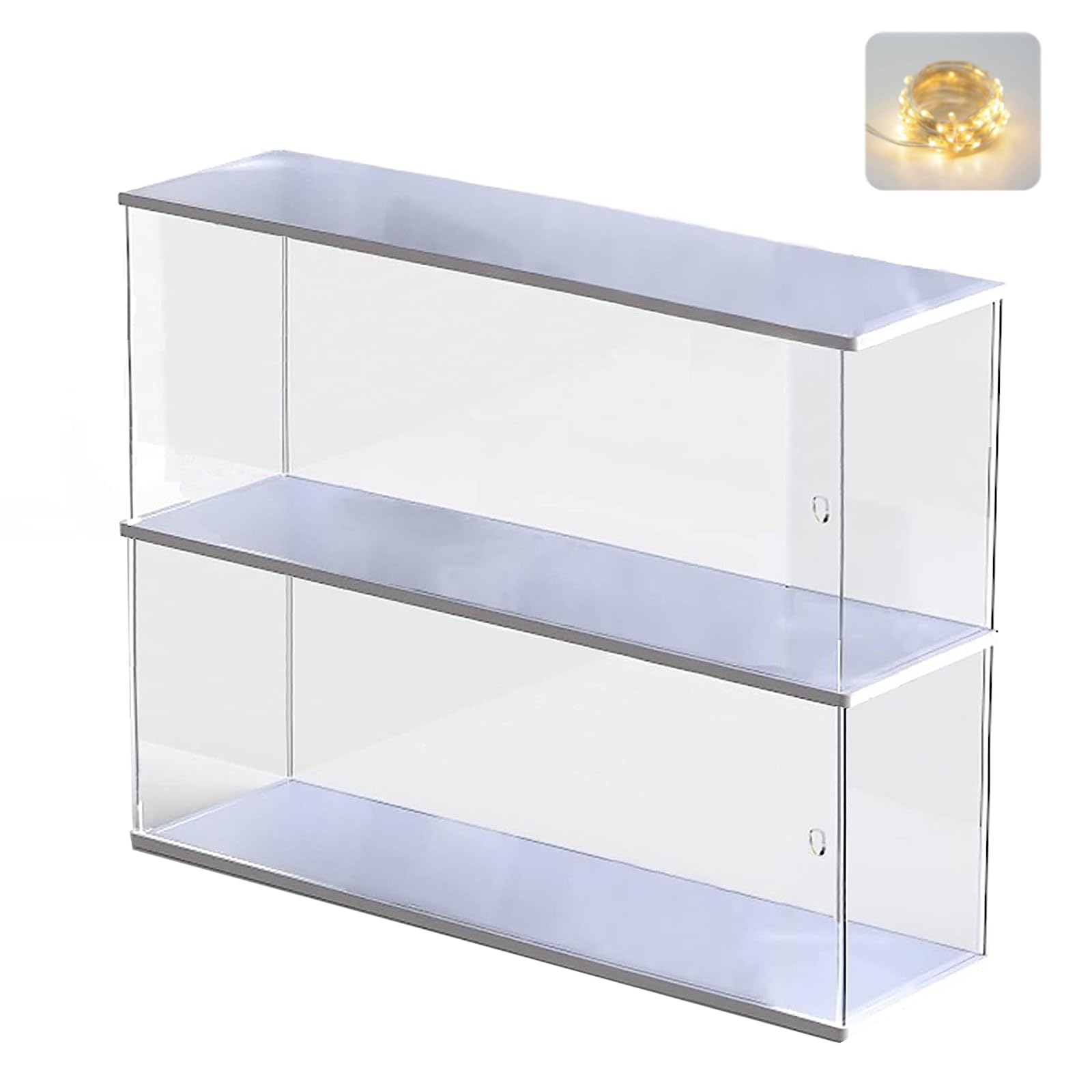 Acryl Vitrine Schaukasten für Funko Pop 11.5cm Figur, Transparente Acrylbox Präsentationsbox für LEGO Minifiguren Popmart Sammlerstücke für Playmobil DFB WM Sammel Actionfiguren, Weiß 39.5x9.6x27.5cm