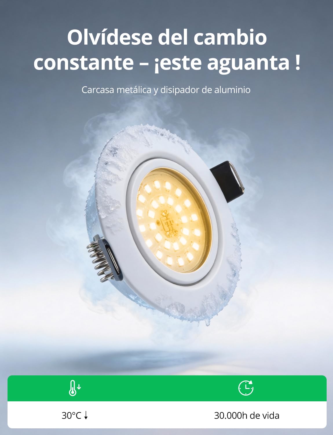Bojim Focos LED de 230V, planos, regulables, Blanco Cálido 3000K | 5.5 W, 68mm - 80mm, Orificio de Masa, Foco de Techo Orientable, para Cocina Salón Baño, 10 Pack