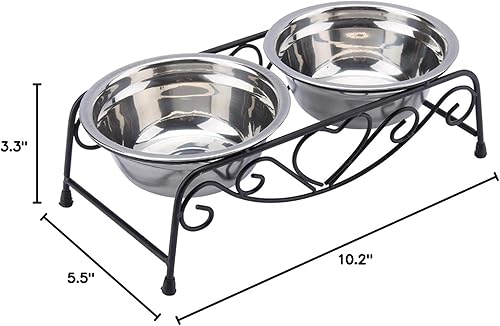 Miniatura 10 de Cuencos elevados para perros y gatos, cuencos de acero inoxidable dobles para comida para perros y gatos, cuencos elevados para perros y gatos con