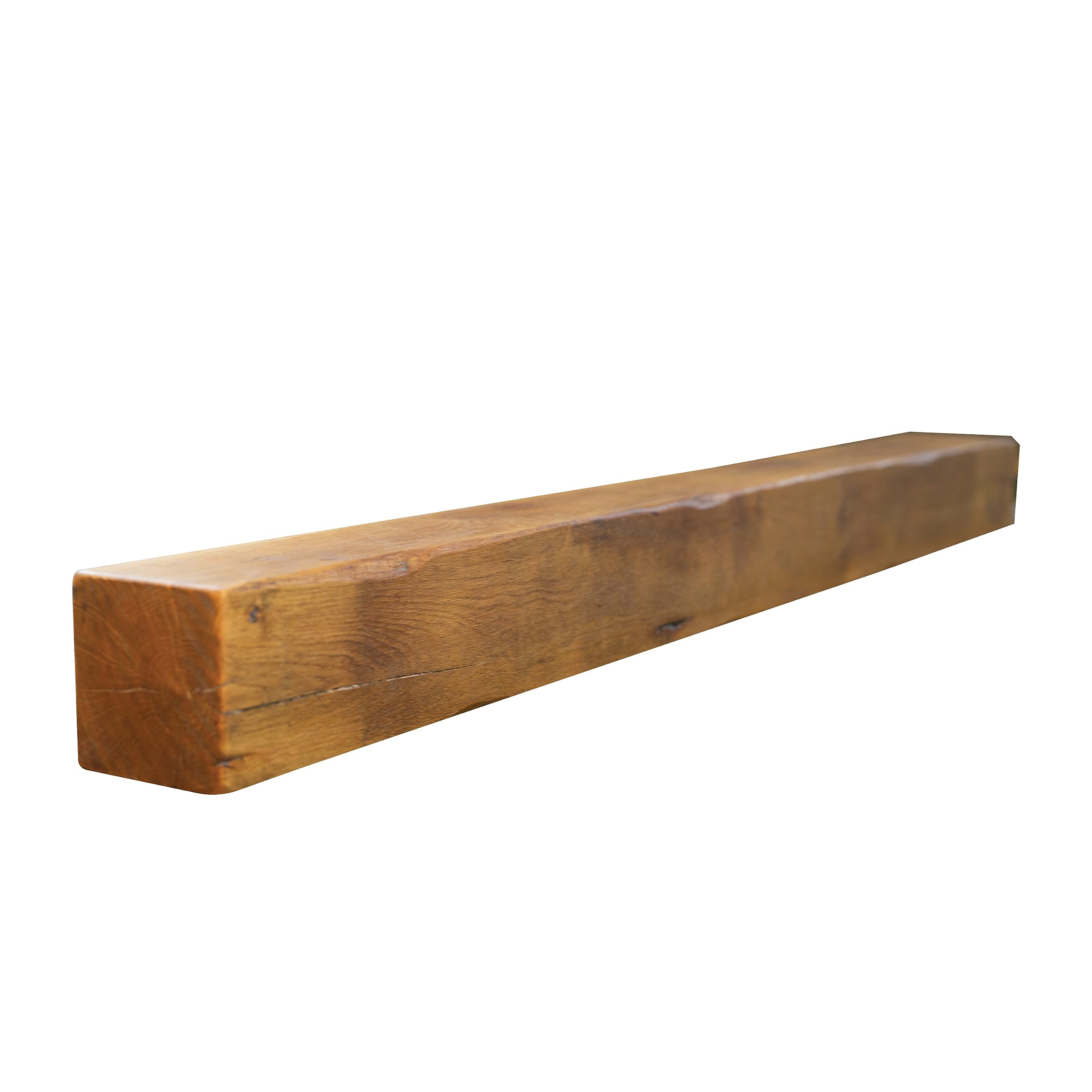 Genuine Solid Oak Beams for Fireplaces- Oak Floating Shelf for Home Decor- Rustic Shelves to Decorative Logs for Fireplace- Heavily Worked- Beam Size(90x12.5x12.5) Cm