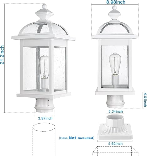Miniatura 2 de Darkaway Luces de poste grandes de 22 pulgadas para exteriores con postes de lámpara de vidrio sembrado, iluminación exterior para patio, jardín,