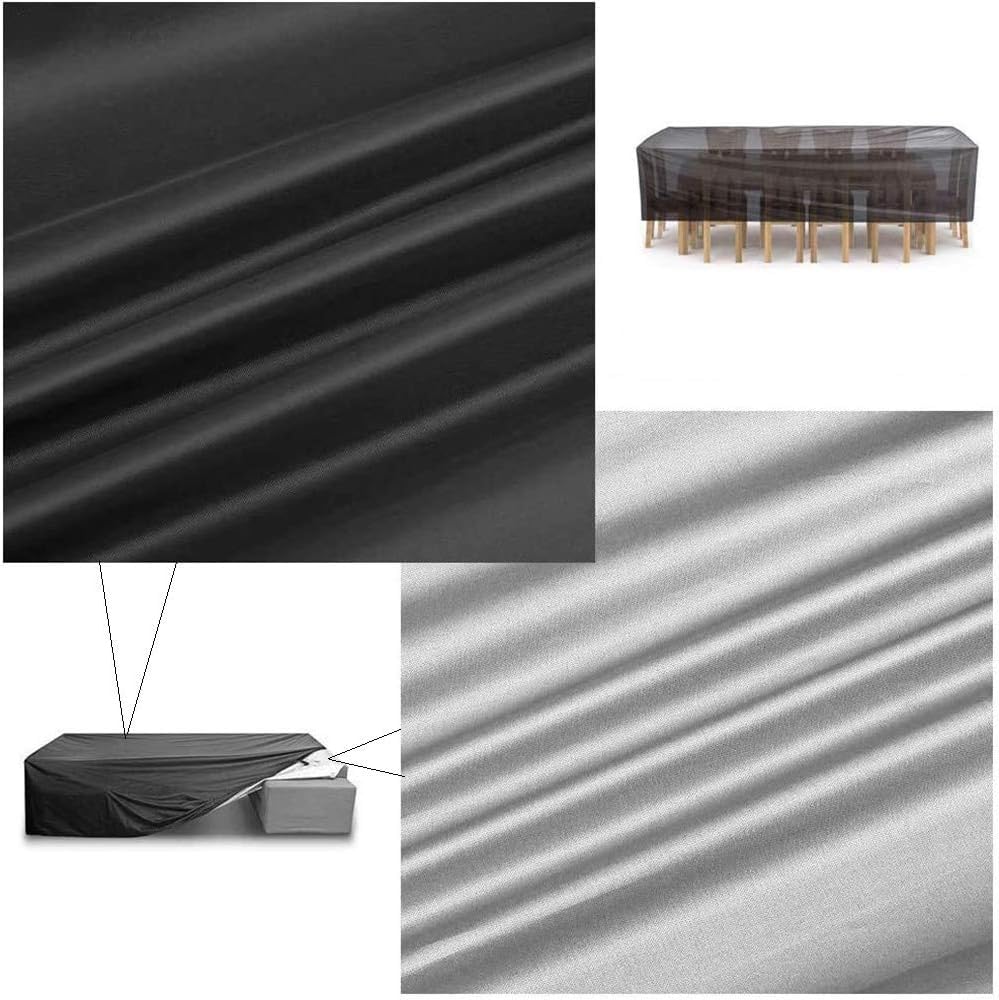 390x330x120cm/Largo x Ancho x Alto Fundas Mesas Exteriores para Terraza,Fundas para Muebles de jardín,420D Oxford, Impermeable y Anti-UV Negro Cubierta de Muebles,Rectangular