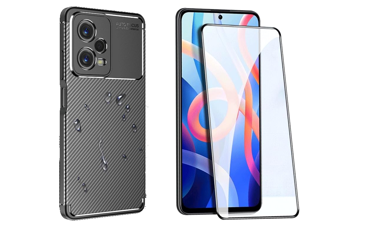 1+1 Pack compatible with Xiaomi Redmi Note 12 5G cover/Xiaomi Poco X5 5G phone case back protective cover with screen protector tempered glass protective film front cover