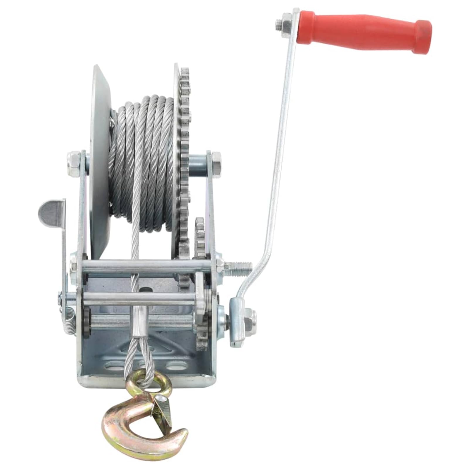 Gecheer Argano Manuale, Verricello Multifunzionale 1360 kg con Cavo Acciaio 10m, Doppia velocità, Ferro Resistente per Rimorchi, Cantieri e Trasporto Attrezzature
