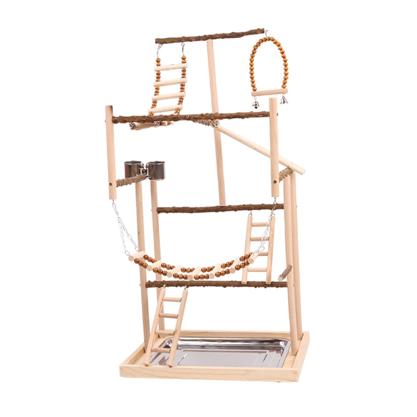 Gimnasio para pájaros, Percha de para Madera para Escalar, Parque Infantil para cacatúas, agapornis, periquitos y Loros