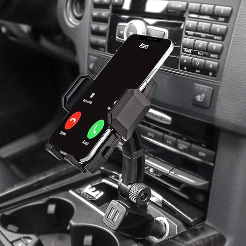 woleyi Soporte de teléfono de coche de carga rápida, soporte de cargador de coche de doble puerto USB de 360 grados para iPhone 11 Pro Max 11 Xr Xs