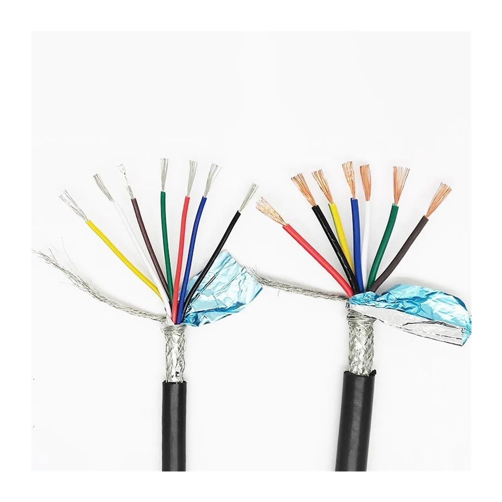 Ekranowany kabel sygnałowy RVVP o długości 10–20 m, drut miedziany z PVC 2–8 żył