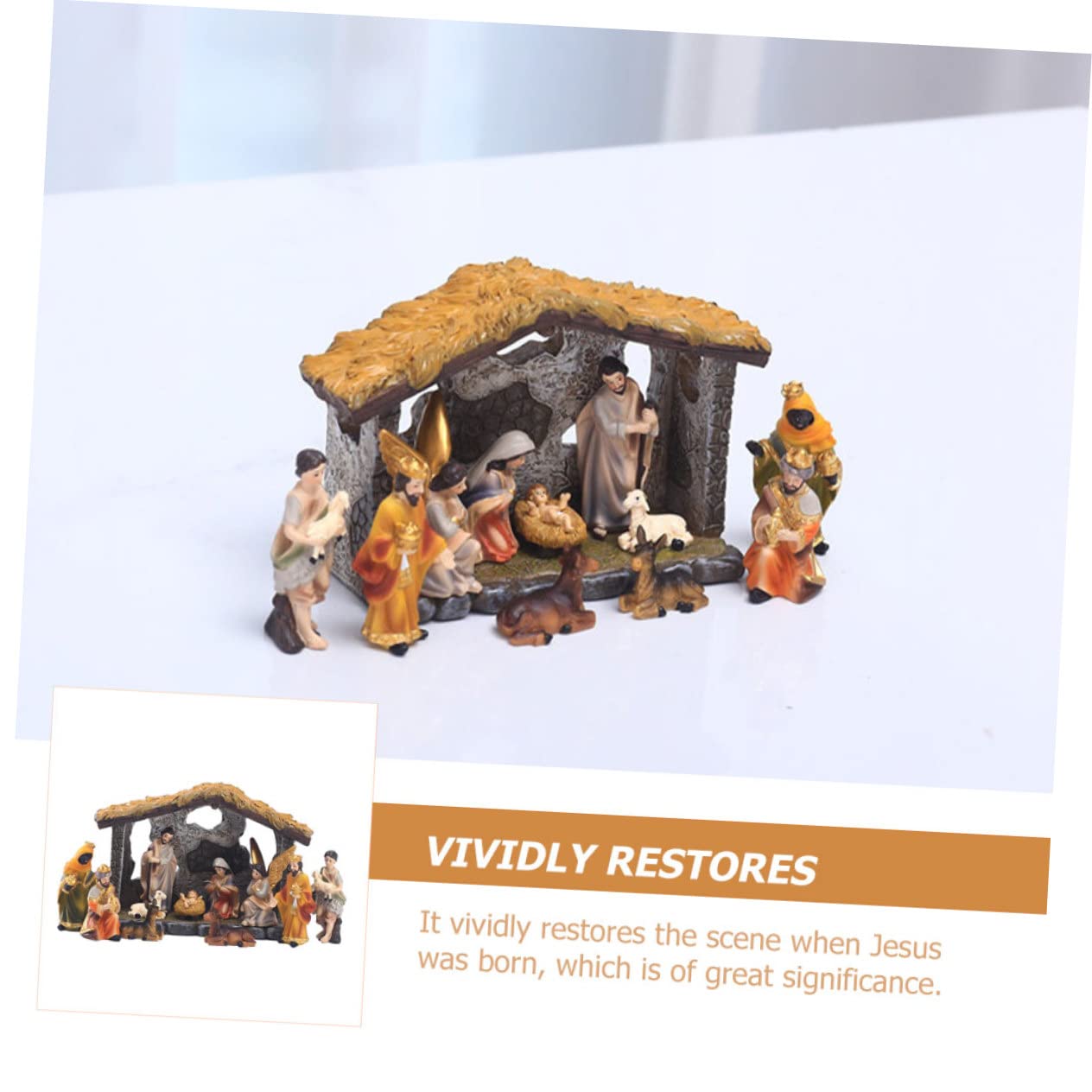 OUNONA 1ensemble Statue De Crèche De Noël Résine Décoratif pour Église Et Maison Ornement Religieux Élégant Et Unique pour Décorations De Fêtes