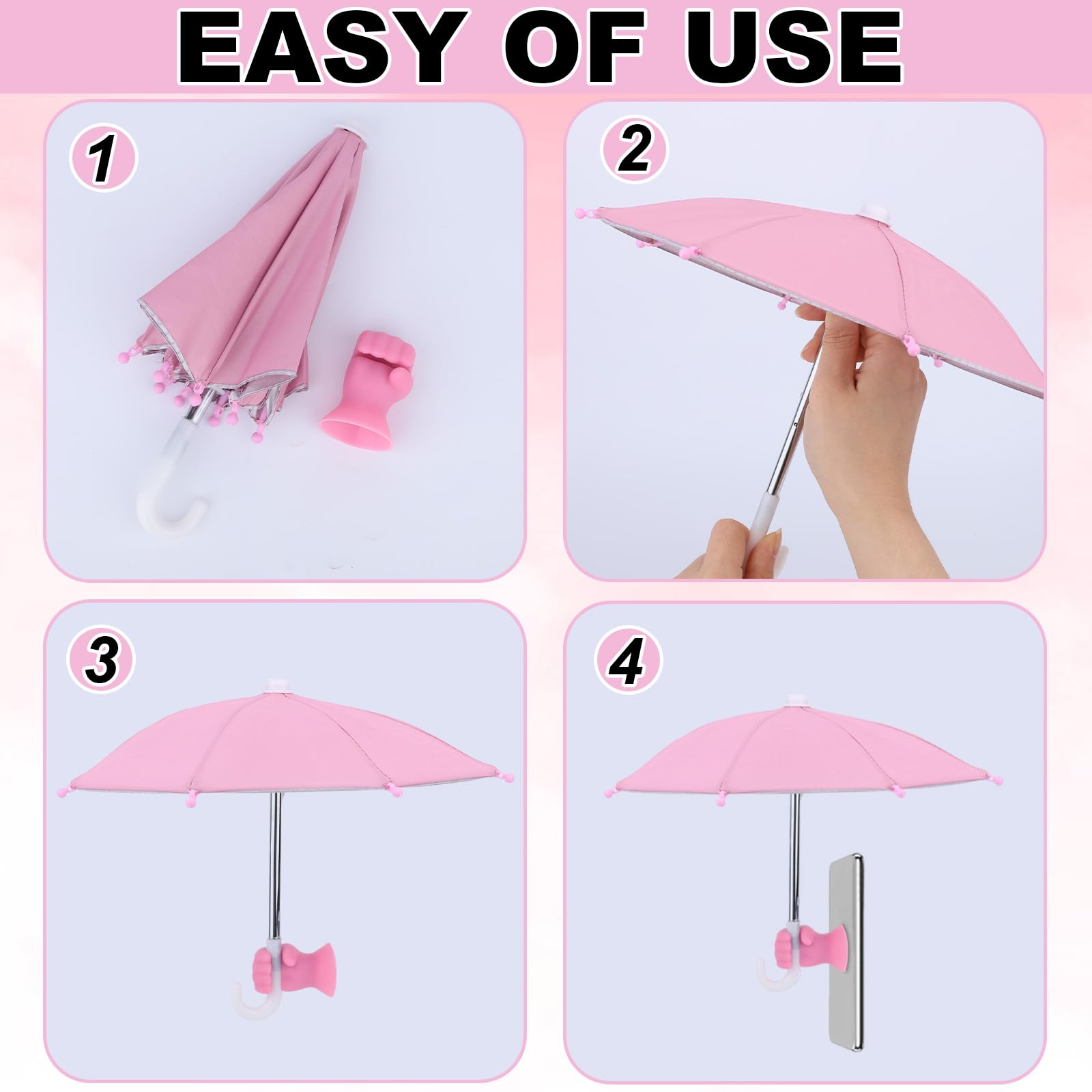 lasuroa Parasol na Telefon Komórkowy, Miniaturowy Parasol Przeciwsłoneczny Telefon z Uchwytem Przyssawkę Przenośna Osłona Przeciwsłoneczna do Zewnętrznych Urządzeń z Ekranem Telefonu Komórkowego