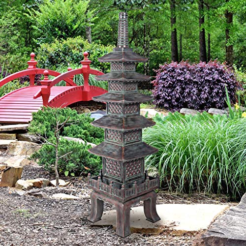 Design Toscano The Nara Temple Pagoda Asian Decor Garden Statue, Grande 71 Inch, Fiberglass Polyresin, Verdigris Green Bronze #TOP4