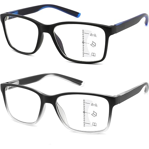 Progressive Multifocus Reading Glasses for Men,Blue Light Blocking Multifocal Readers