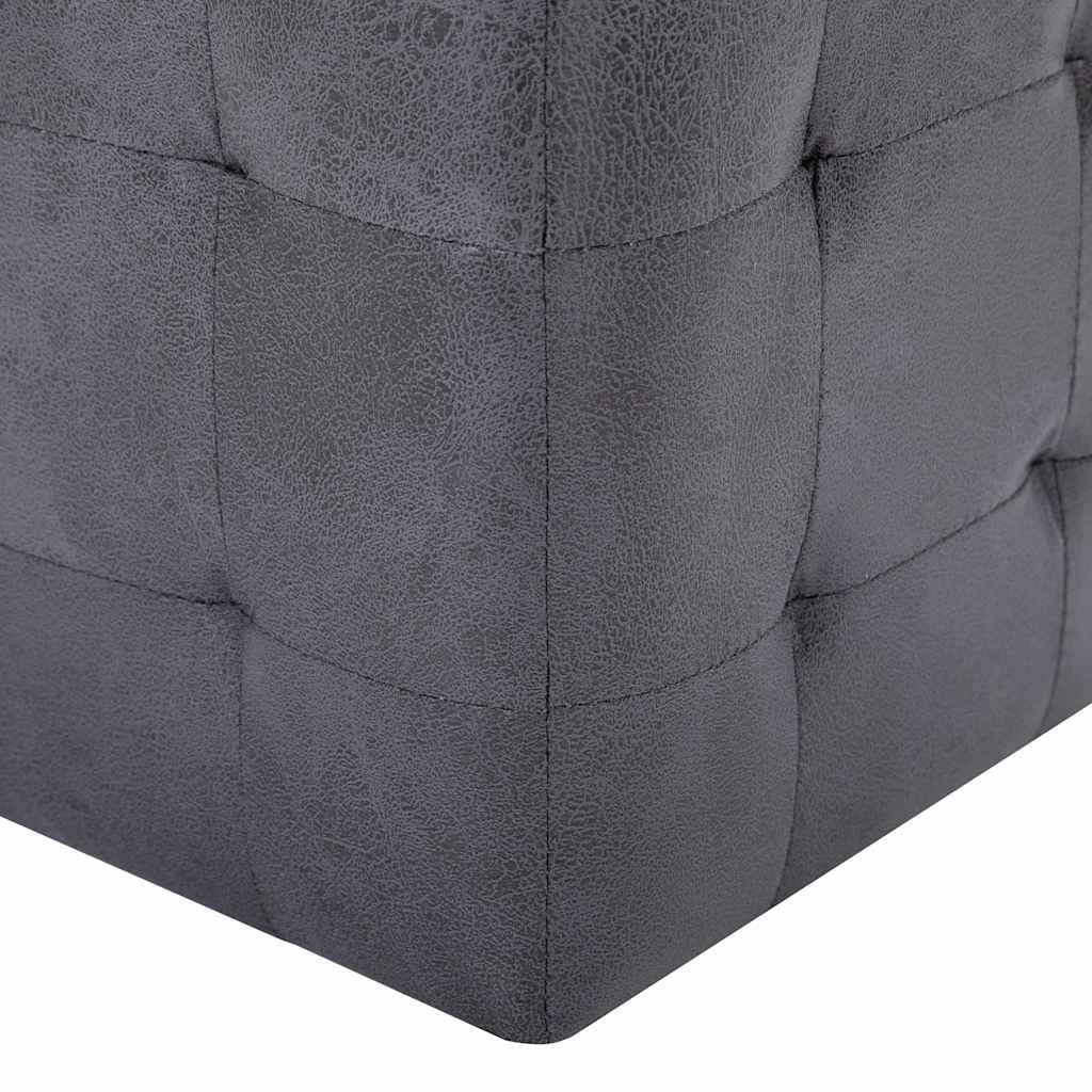 Puf 2 unidades, gris, 30 x 30 x 30 cm, aspecto de ante