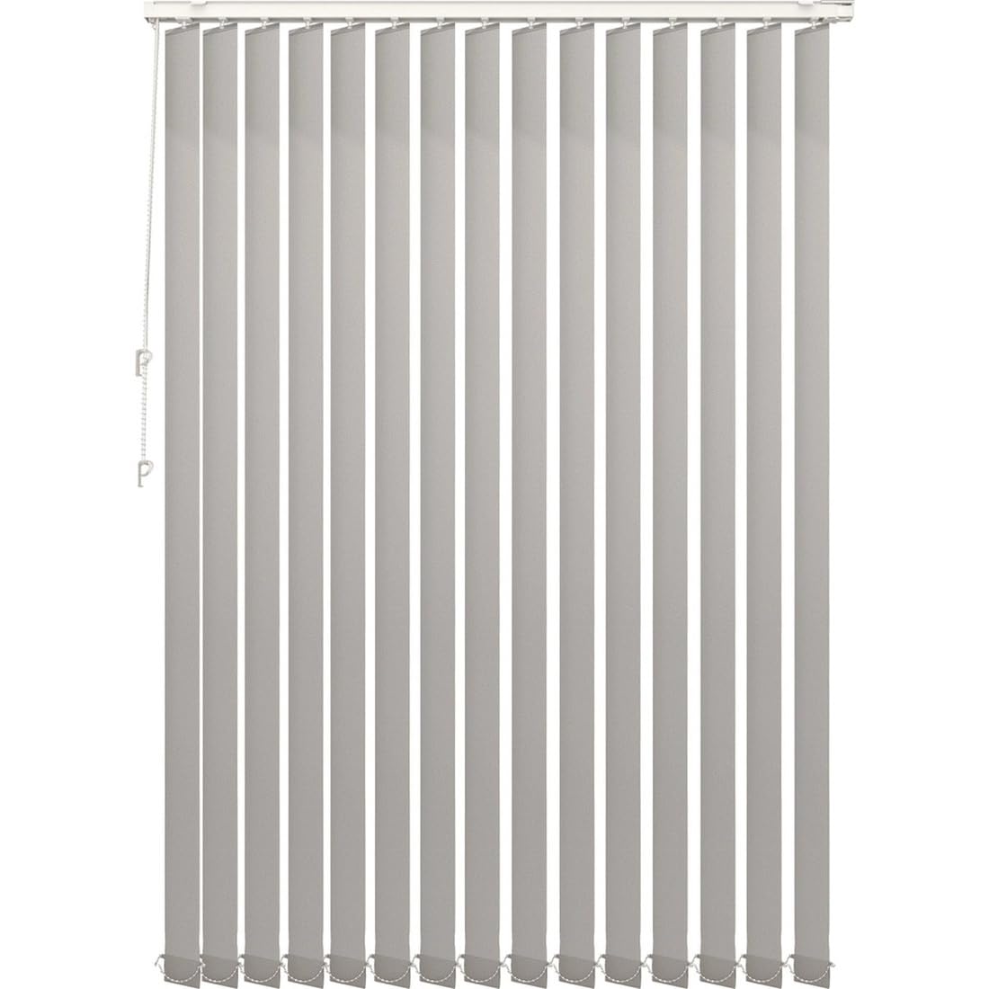 PANDAHOME Estor Vertical Oslo 100 % poliéster, Lamas pivotantes para Regular la luz, fácil instalación con Kit y Barra Ajustable. Ideal para Ventanas Grandes. Blanco o Gris, hasta 250x260 cm.