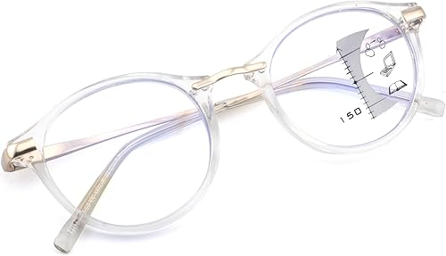 Gafas de lectura redondas para mujeres y hombres, multienfoque progresivolente ampliada completa, bloqueador de luz azul