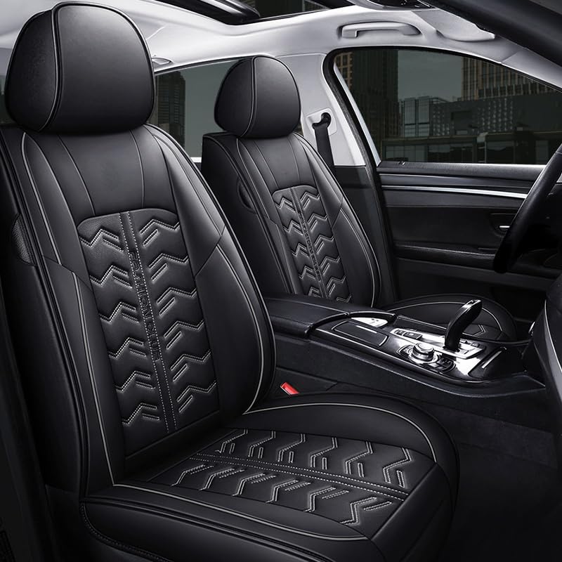 Housse de siege voiture PU universelle noire et grise pour banquette arriere