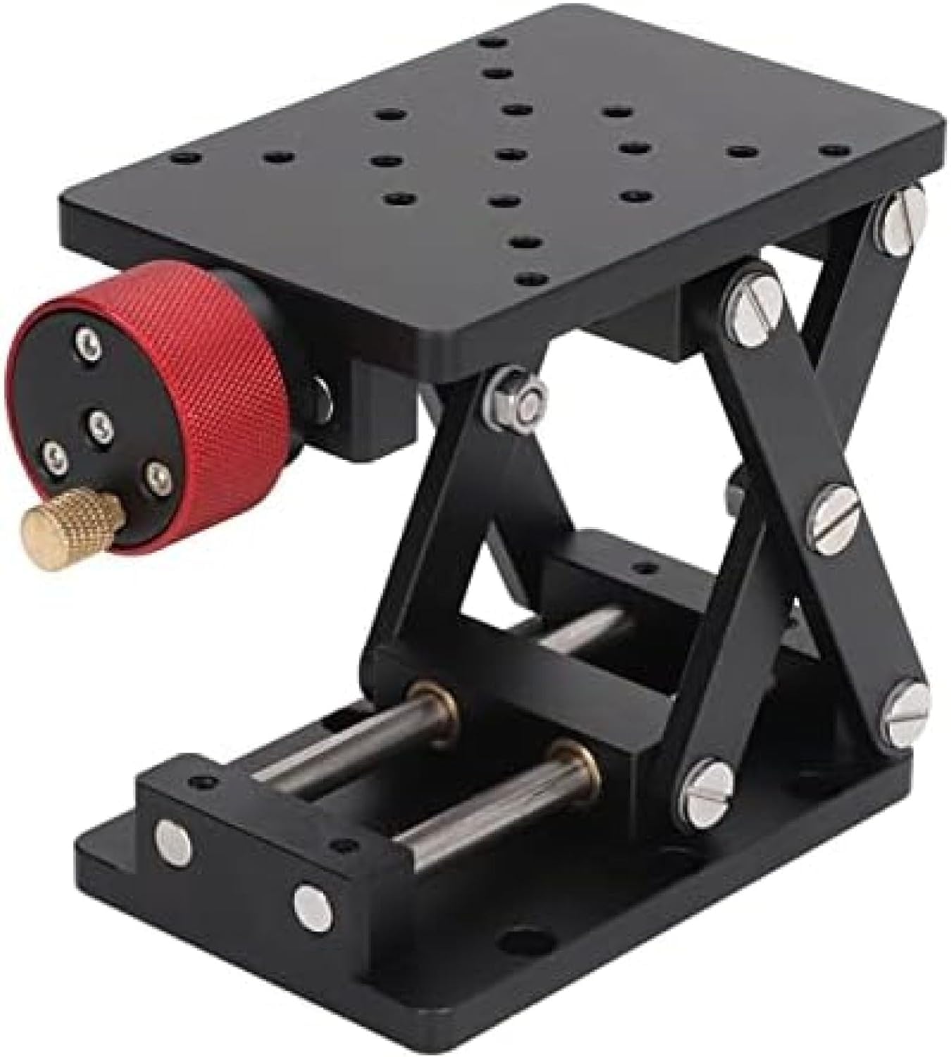 Gato de laboratorio de aleación de aluminio de alta precisión, mesa de elevación manual con volante, 55 mm de altura, capacidad de carga de 10 kg para experimentos de laboratorio y talleres