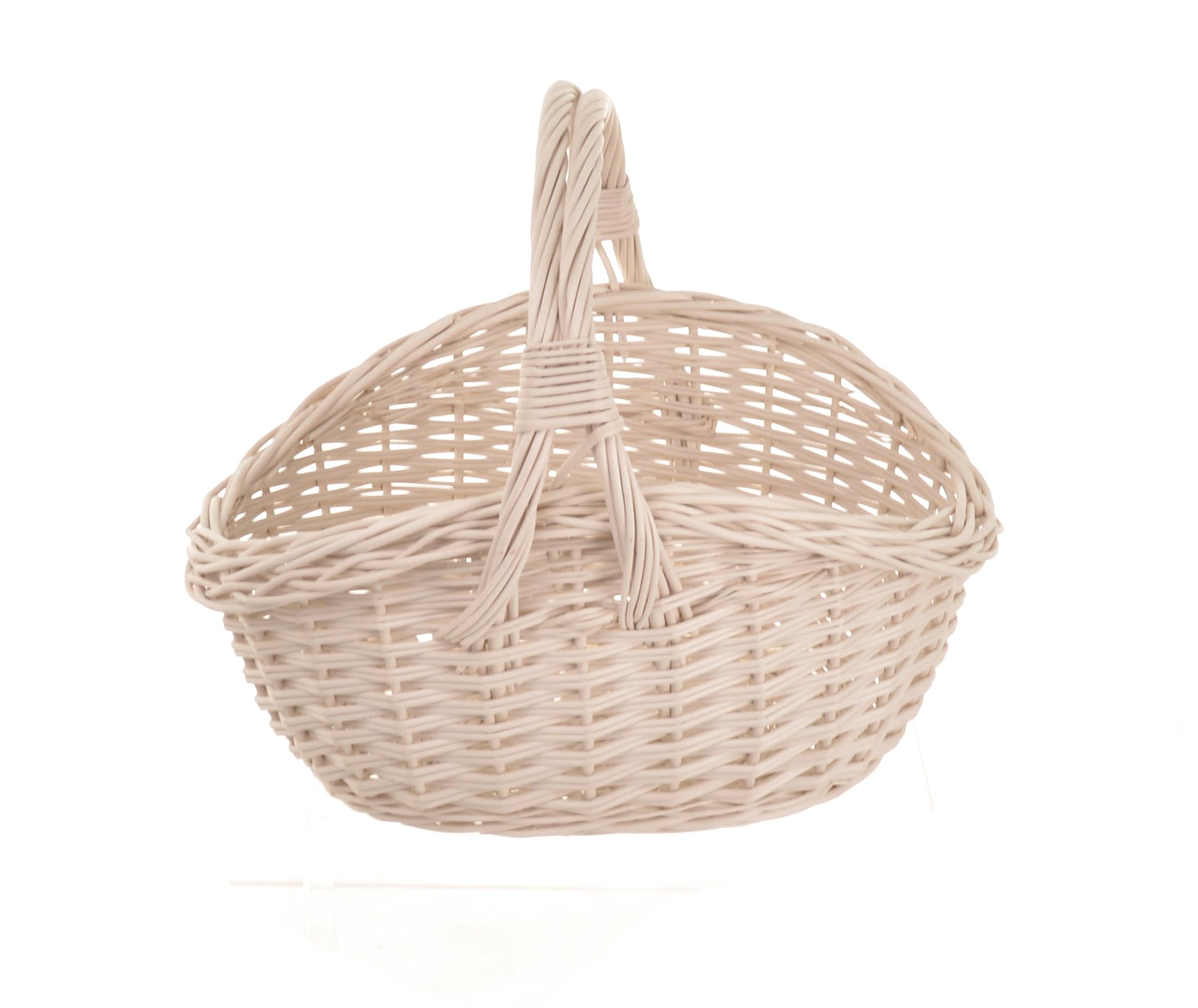 Geschenkkorb leer mit Henkel weiß S 34 x 25 cm | Geflochtener Weidenkorb als Präsentkorb, Blumenkorb, Osterkorb oder Dekokorb zum Befüllen und Dekorieren
