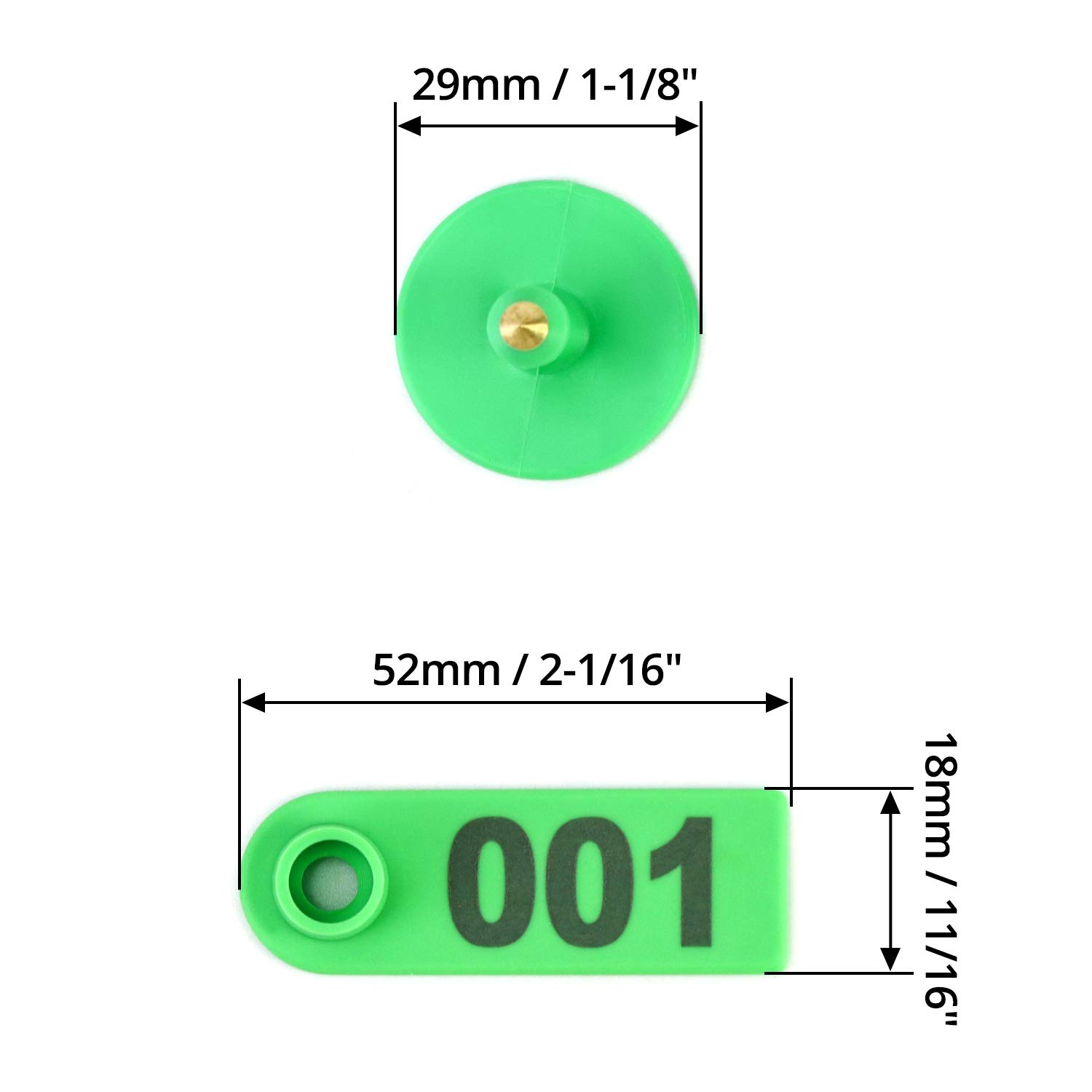 100 Etichette Orecchio Per Bestiame Numerate - TPU Verde Per Pecore, Capre, Maiali - Numeri 001-100 - Foto 4