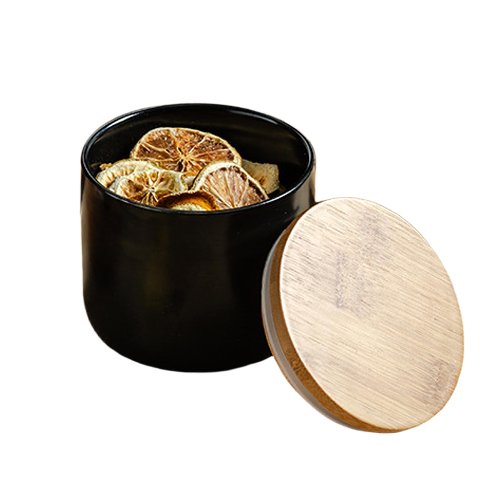 Amexo Schwarz Keramik Vorratsdose Kaffeedose mit Versiegeltem Bambusdeckel, Moderne Design Frischhaltedose 260ml/9oz Keramik Aufbewahrungsdosen für Tee Kaffee Bohne Zucker Gewürz Nüsse Korn Snack