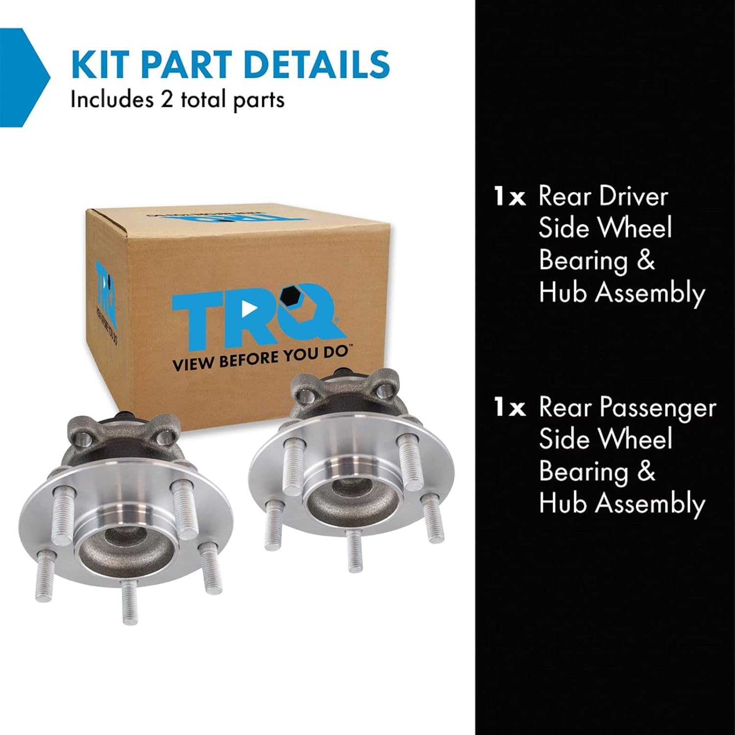 TRQ Rear Left and Right Wheel Bearing and Hub Assembly Set 2 Piece Compatible with 2014-2018 Mazda 3 Japan Built Models 1st VIN Digit J - Image 2