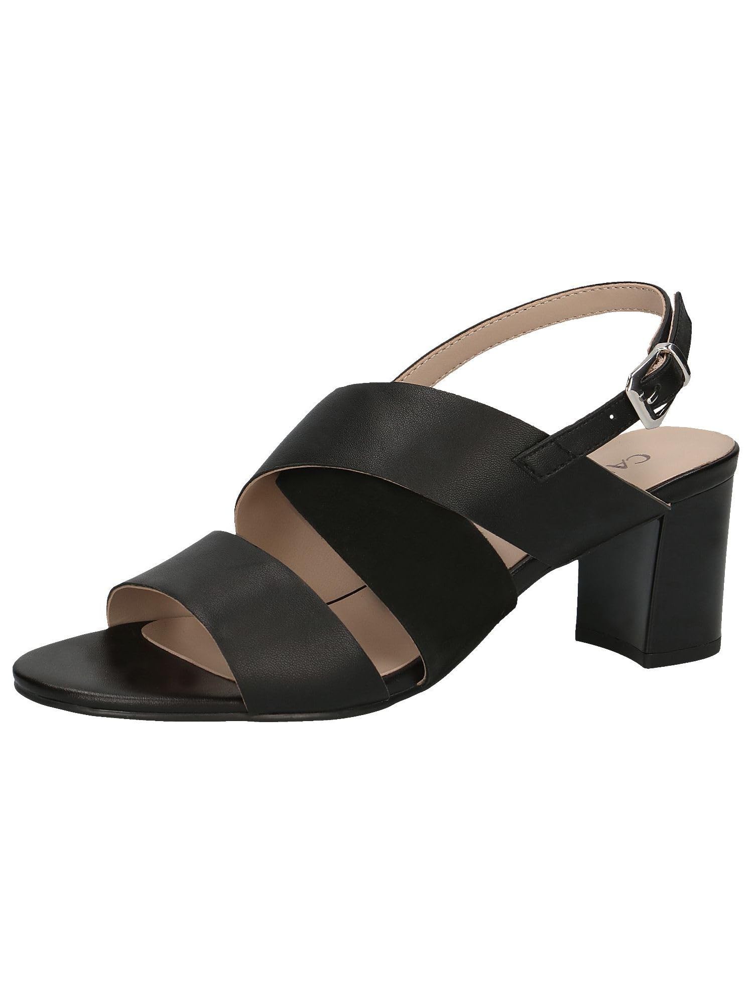 CAPRICE Women's leather heeled sandals Elegant, Black (Black Comb), 5 UK