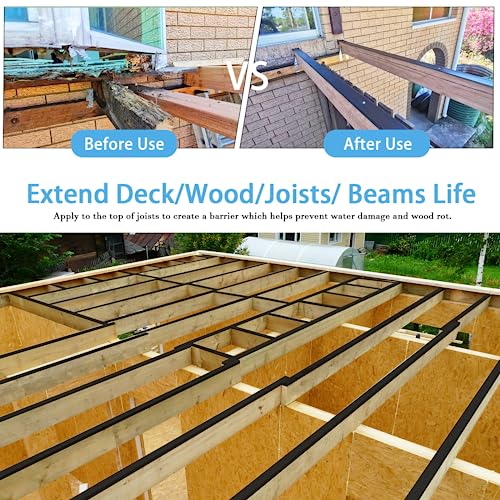 Image of Butyl Joist Tape for Decking 2''x50', 6 Pack Weather-Resistant Deck Joist Tape, Waterproof Seal Antiseptic Butyl Joists Tape,Self-Adhesive Flashing Joists Tape for Wood Decks Beams Roof