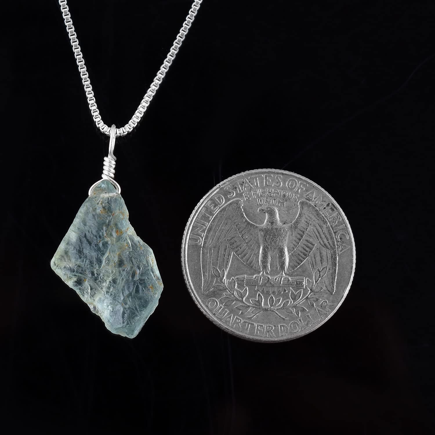 YANARA Natural Raw Blue Aquamarine Necklace For Women, Pendant Chakra Healing Crystals, March Birthstone, Silver Plated Chain 18 inch - Image 7