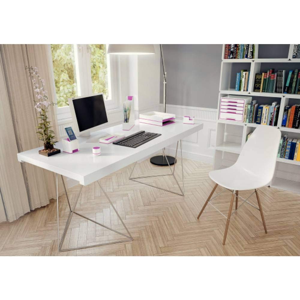 Organizer Scrivania Leitz WOW Con Caricatore Induzione - Bianco/Fucsia, Porta Oggetti E Ricarica Wireless - Foto 6
