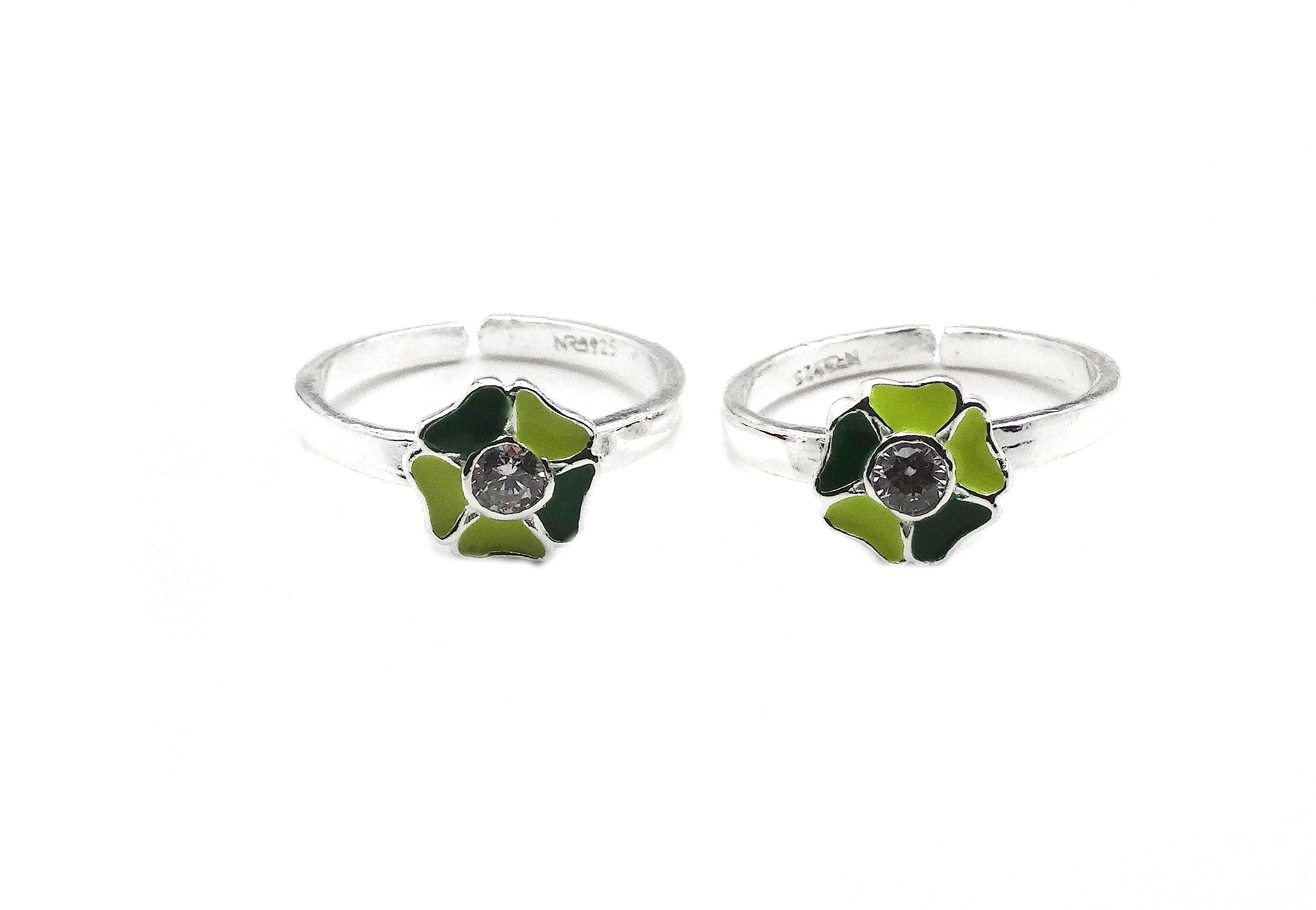 Sterling Silver Multicolor Toe Ring for Women/Girls | 1 Pair | With Certificate Of Authenticity and 925 Stamp-image-40