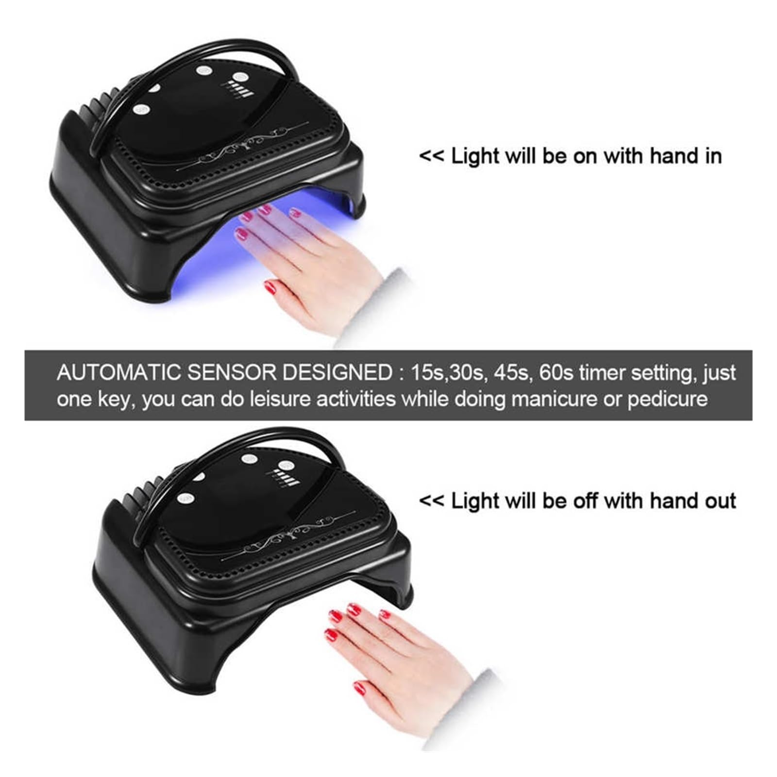 Lampa UV do paznokci, 64W LED lampa UV do paznokci suszarka Salon 32 diody utwardzania wszystkich żelowych lakierów z automatycznym czujnikiem Manicure Pedicure