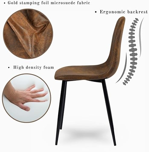 Miniatura 4 de Homy Casa Juego de 6 sillas de comedor modernas sin brazos de mediados de siglo, tapizadas con terciopelo, gamuza, tela, chenilla, patas de metal,