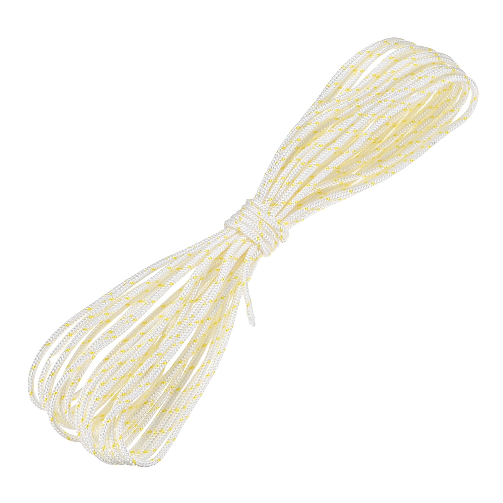 M METERXITY Recoil Starter Rope Pull Cord 3.5mm 10m, White Yellow