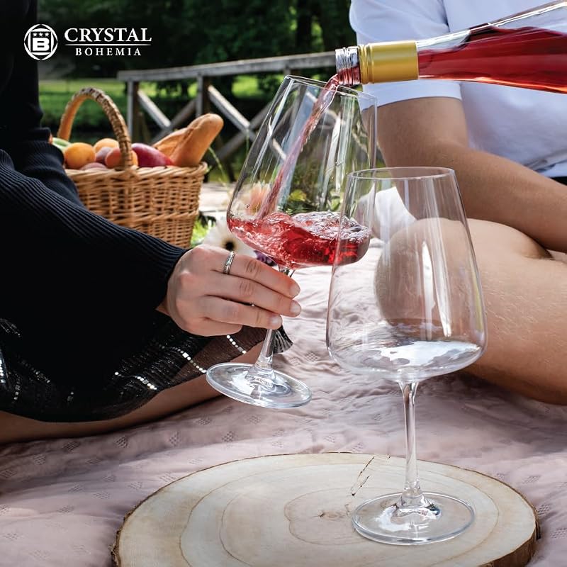 Crystal Bohemia vörös boros pohár szett 6 db 750 ml kristály pohár ajándék - Red wine 750 ml