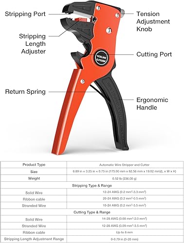 Vista 24 de VCELINK Pelacables y cortador automático de tiras rápidas, pelacables profesional de tira rápida, herramienta de pelado de cables eléctricos