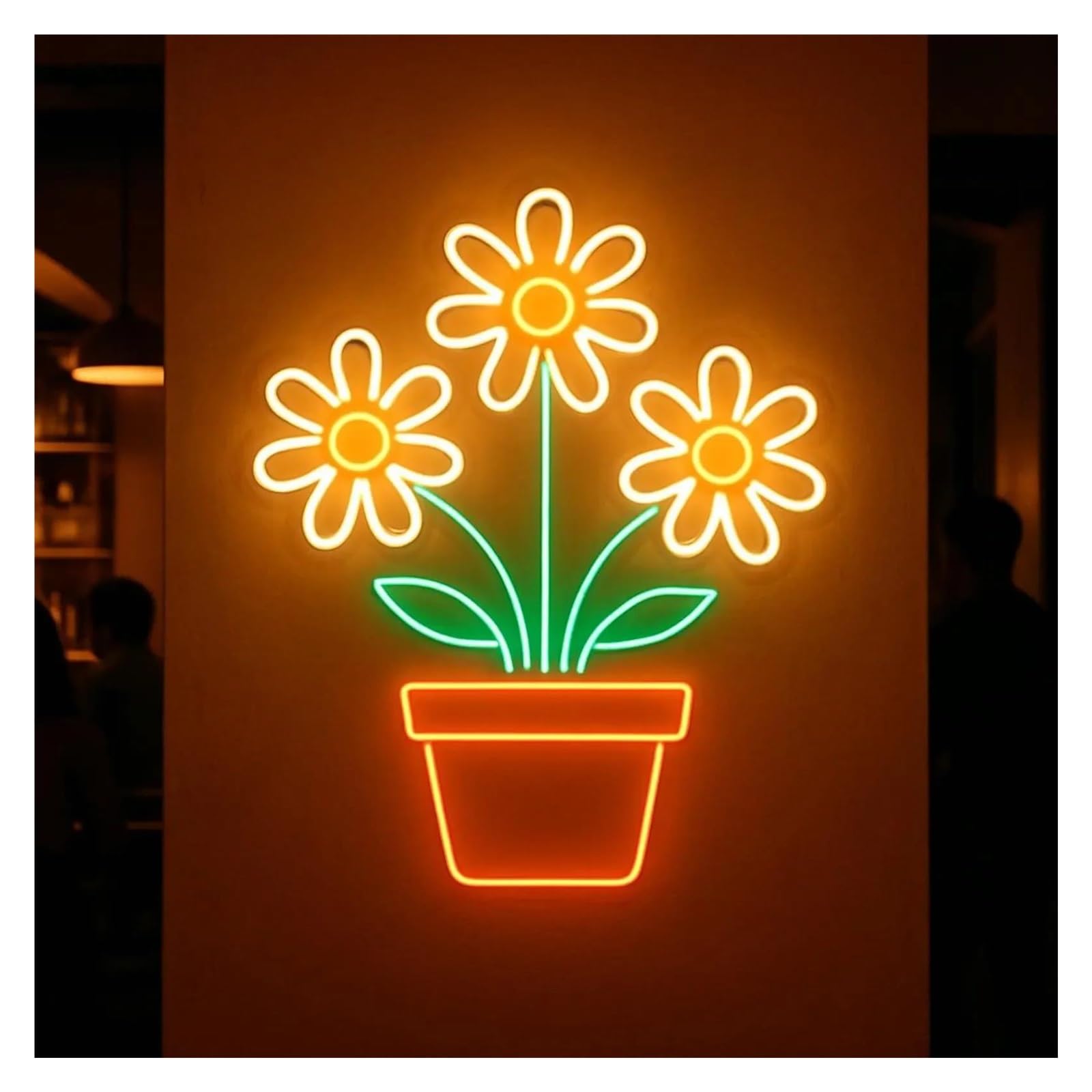 RONGCH Hanging Art Neon Signs Flower Pot Neon Sign Adjustable Brightness Business Shop Window Display for Kids' Room, Party Beautiful Art Decor 45cm(A)