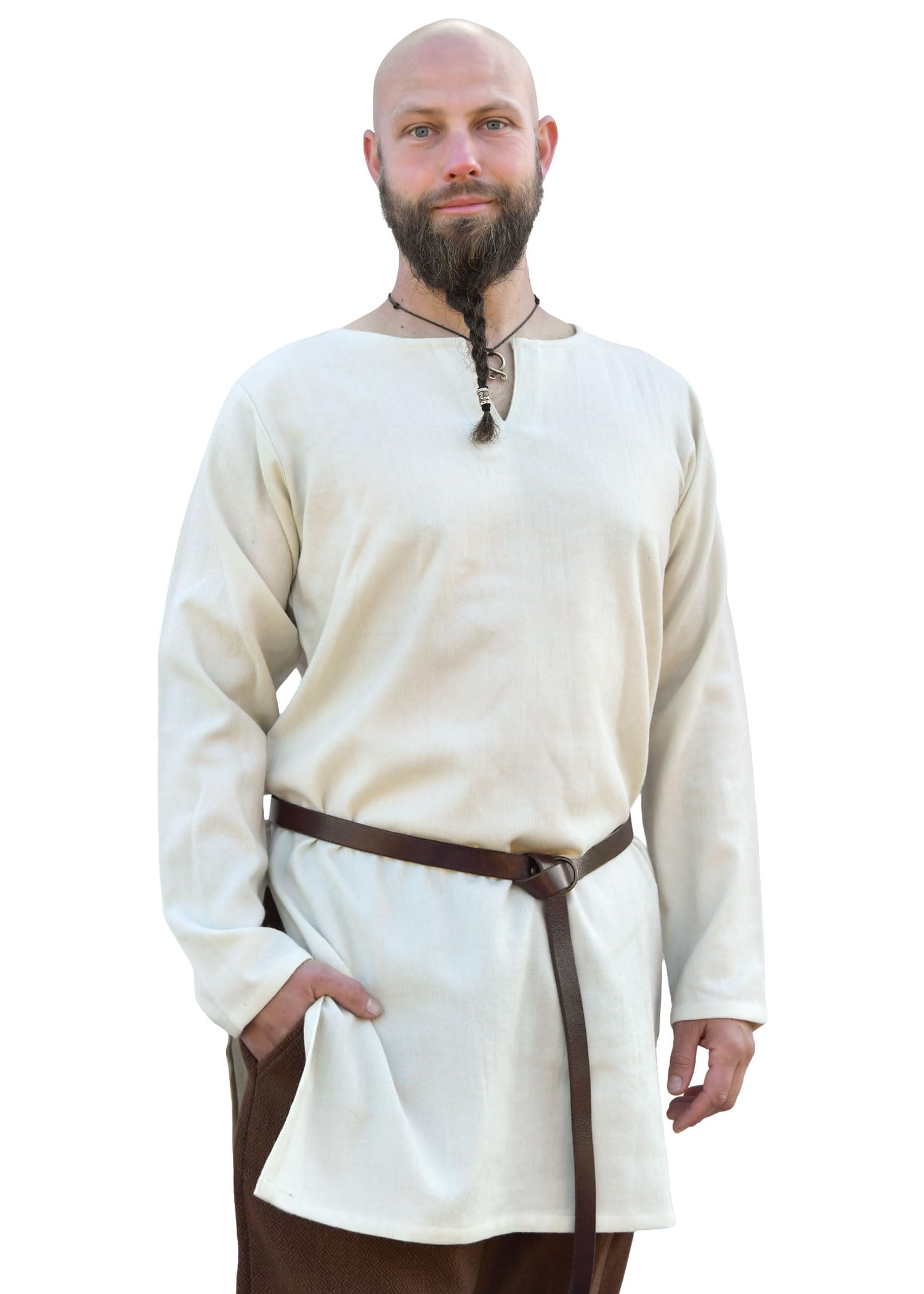 Battle-Merchant Wikinger Tunika Bjane aus Wolle, Herren | Langarm, schlichtes Mittelalter Hemd, für Reenactment, LARP & Fantasy Cosplay