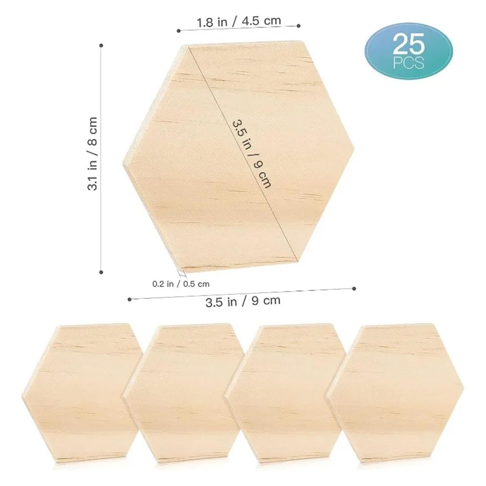 Pezzi Dischi Legno Forma esagonale del ritaglio di legno