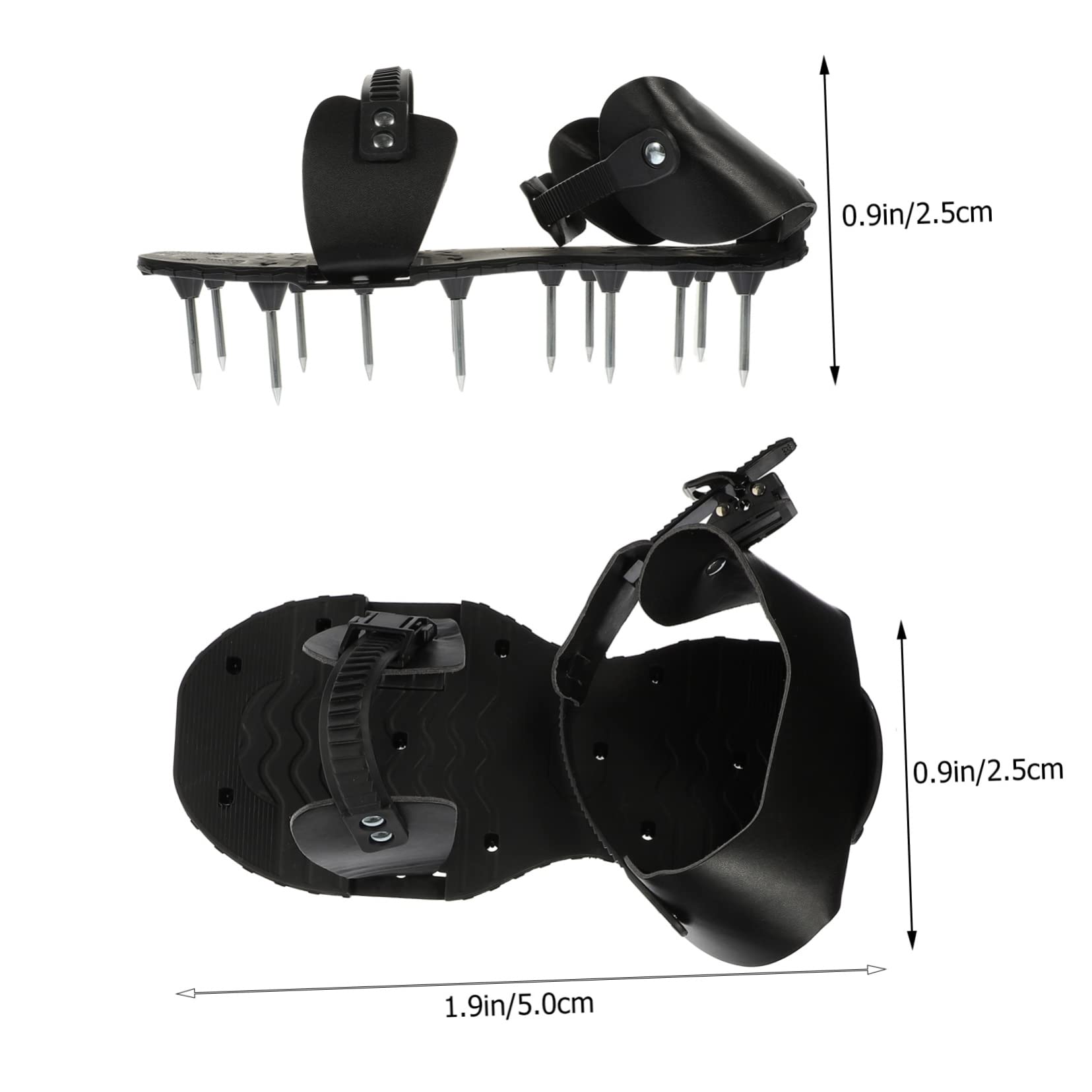 Gatuida 1 Paire Chaussures Aérateurs de Pelouse Sandales de Jardinage Réglables pour Aération Gazon Outil de Jardinage Pratique PU Noir pour la Circulation de Air Nutriments