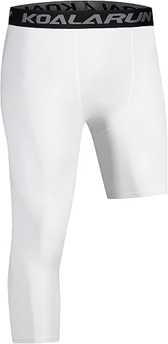 Koalarun Mallas de compresión de una pierna para baloncesto para hombre 34 Capri Sports Leggings Pantalones de entrenamiento atlético capas base