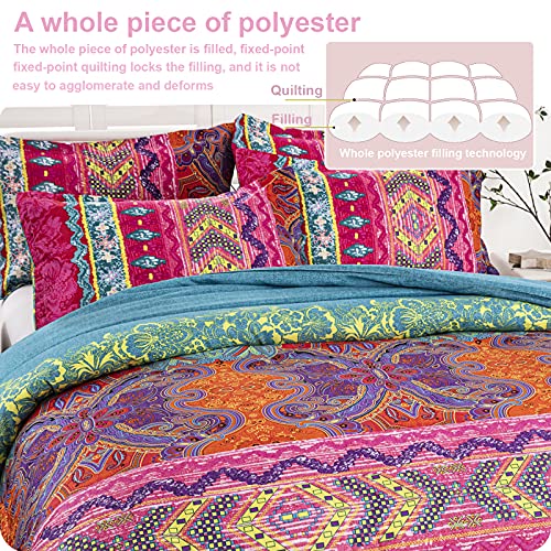 Bohemain King, Ultra Soft Microfiber Reversible Boho Alternative Comforter Set - 3 Pieces (1 Solid Comforter Set + 2 Pillow Shams), Bedding Inner Filling Duvet Set For All Season #TOP3