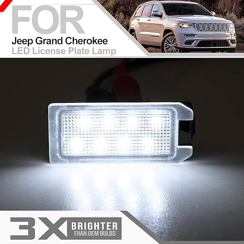 Miniatura 5 de Conjunto de 2 luces LED para placa de matrícula para Jeep Grand Cherokee 2014-2020 Compass Patriot 2014 2015 2016 2017 Super Bright 6000K xenón