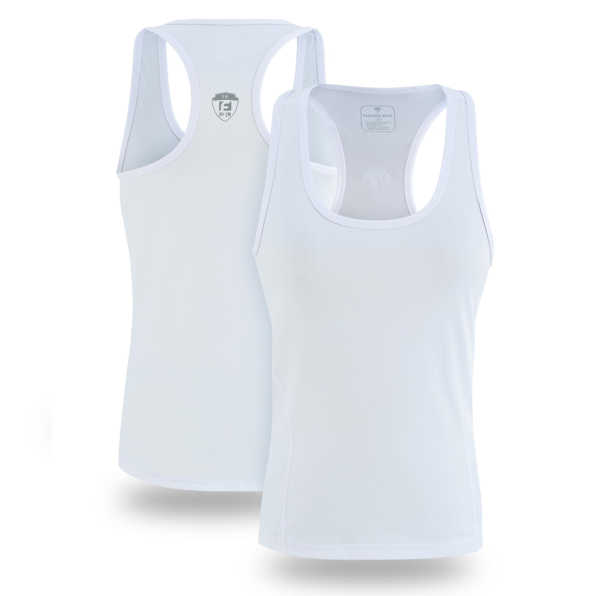 FK by ZM Women's Sleeveless Tank Tops – Casual Summer Racerback Yoga Vests, Perfect for Gym Workouts and Exercise (L, White)