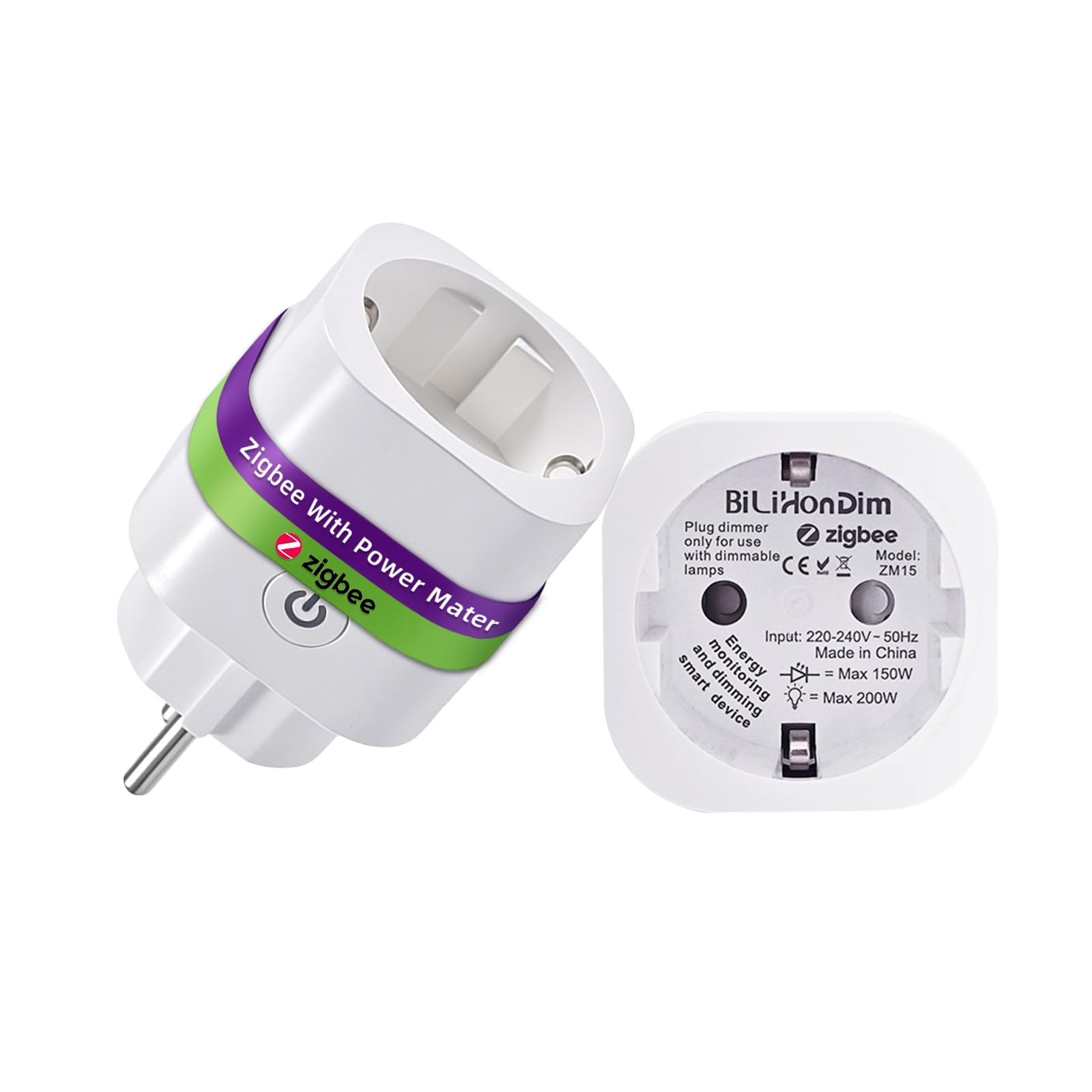 Zigbee Smart Dimmer-Stecker mit Energiemesser, Zeitplanfunktion, Überlastschutz