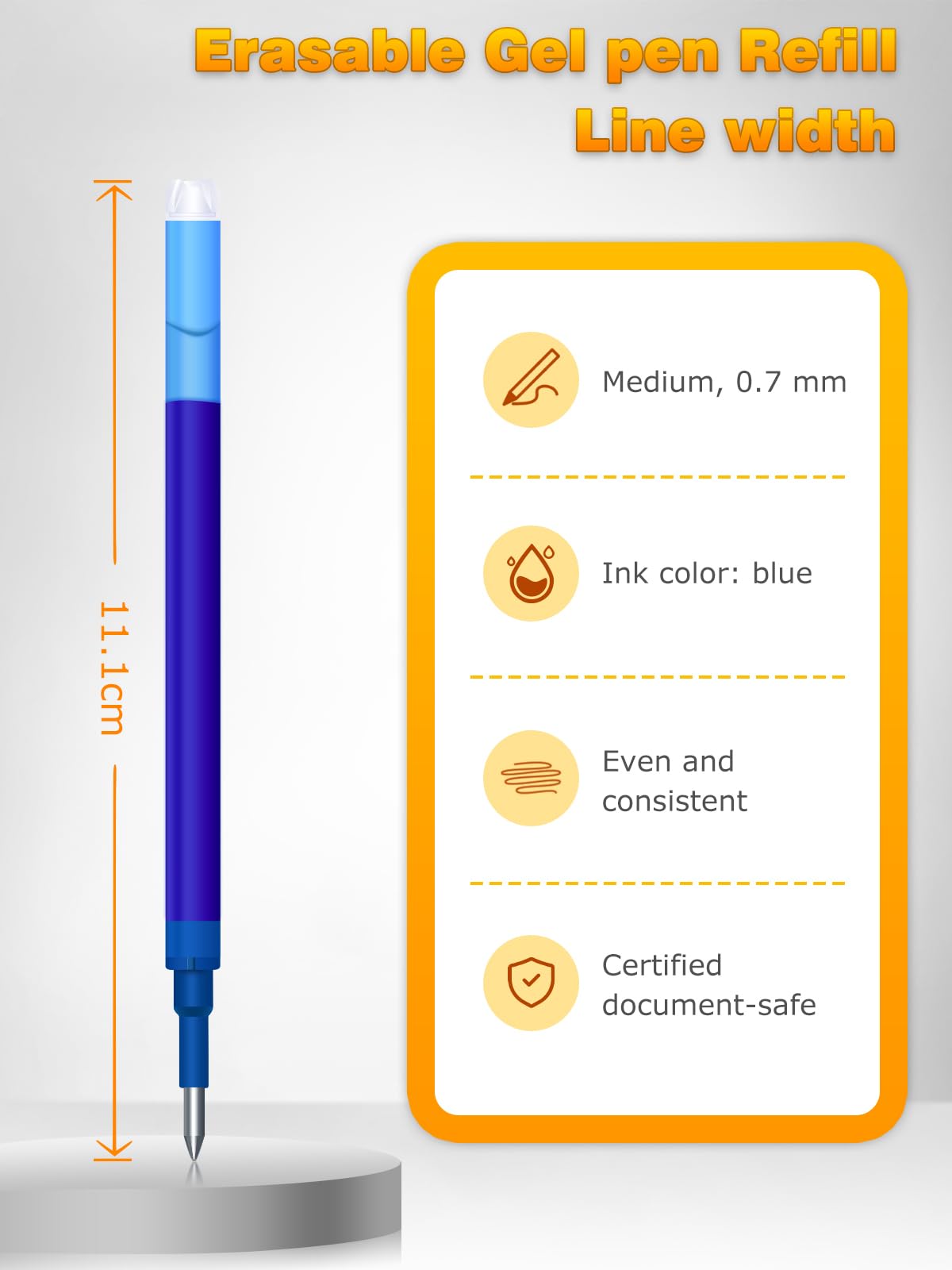 Donluhu 14 Pezzi Ricariche Penna Cancellabile Compatibili Pilot FriXion Ball Clicker 0.7 mm Blu 400m Lunghezza Scrittura