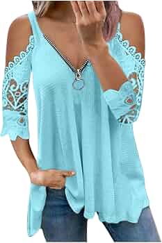 Maglietta Donna Estiva In Pizzo - Spalle Scoperte, Scollo A V | Elegante E Sexy Per Adolescenti - Foto 5