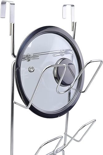 Miniatura 8 de Organizador de tapas de olla de 4 niveles, sin perforar, almacenamiento de tapa de olla montado en la pared, soporte para tapa de olla y sartén de