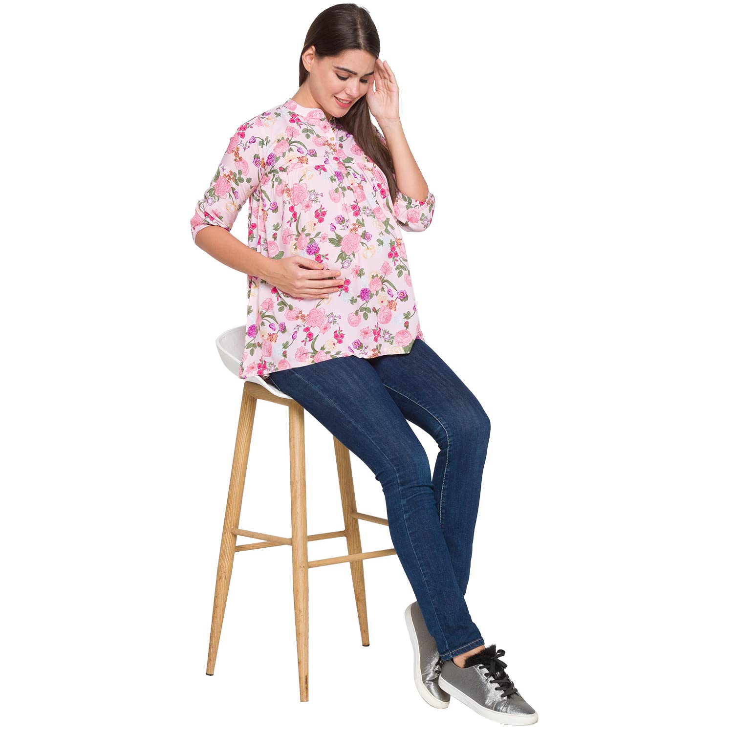 AV2 Printed Women Maternity Feeding Tunic Top Pink X-Large 8041 - Image 5 thumbnail