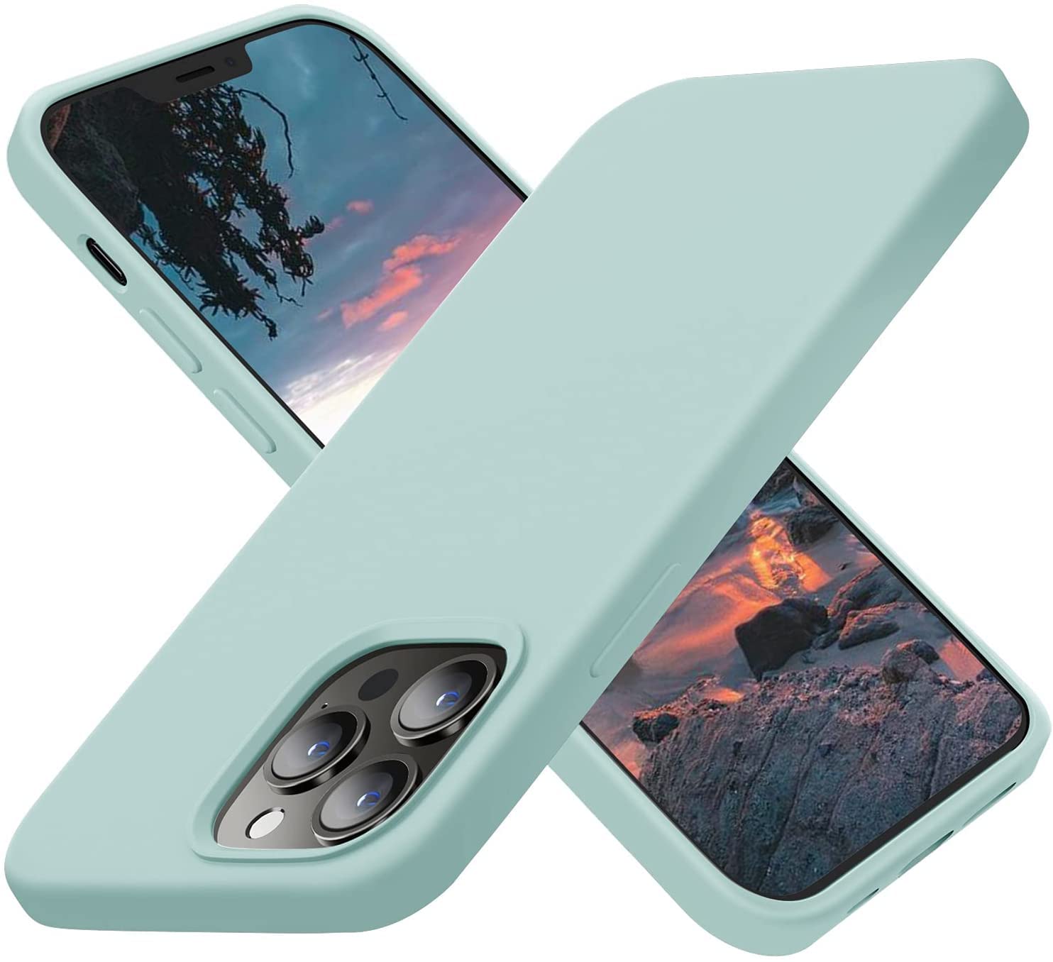 TEEKAOO Compatible with iPhone 14 Pro Silicone Case, Slim Shockproof Protective Cover, Drop Protection and Camera Protection, MagSafe Compatible, Soft Microfiber Lining Inside (Seafoam)