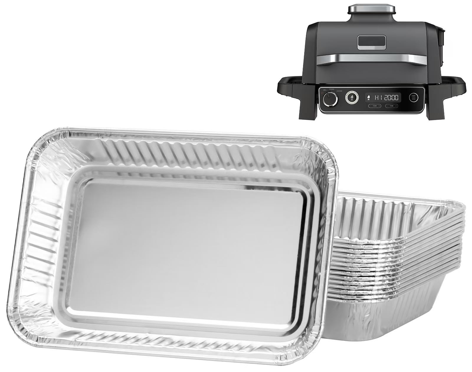 WEBROIL Grill Drip Pan Liner for Ninja OG700 OG701 OG751 Series Woodfire Smoker Accessories,Aluminum Disposable Foil Grease Liners Compatible with Weber Q/Spirit/Genesis Gas Grill,15 Packs